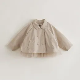 Jackets MARC&JANIE LUFU Girls Elegant British Style Mesh Short Trench Coat Children's Outerwear & For Autumn 231586