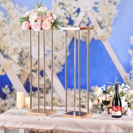 Wholesale tall gold crystal candelabra for wedding decoration marriage Hot selling wedding scene layout road guide table flower device metal crystal flower vase