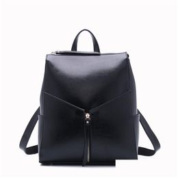 Laptop Cases Backpack Ladies Casual Leather Bag Wax Oil Skin Cowe Knapsack Fashion Shoder Inclined Across Packages 3 Colours Drop Deliv Dhyik