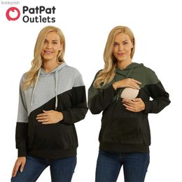 Maternity Tops Tees Supplies for Pregnant Women Pregnancy Maternity Clothes Nursing Warm Long-sleeve Drstring SweatshirtL231128