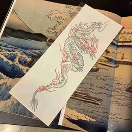 Tattoos Coloured Drawing Stickers Waterproof Temporary Tattoo Sticker Double Colour Chinese Dragon Arm Leg Waterproof Body Art Fake Tattoo Men Women Big SizeL231128