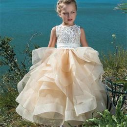 Girl Dresses Flower For Wedding Party Gowns Soft Tulle Crystals Custom Made Fairy Sweep Train