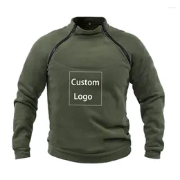 Men's Sweaters Custom Your Logo Tactical Outdoor Fleece Jacket Clothes Warm Zippers Pullover Men Windproof Coat Thermal Hiking Sweatshirt