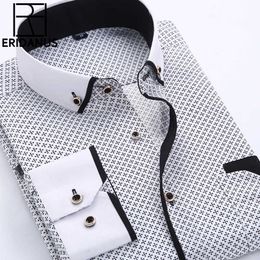 Men's Dress Shirts Big Size 4XL Men Dress Shirt 2023 New Arrival Long Sleeve Slim Fit Button Down Collar High Quality Printed Business Shirts MCL18 P230427