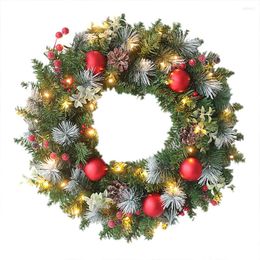 Decorative Flowers Christmas Glowing Pinecone Wreath With LED Lights Holiday Art Festival Theme For Door Window Fireplace