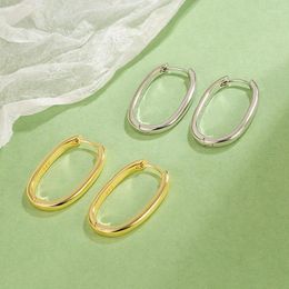 Hoop Earrings 925 Silver Needle Simple Style Oval Shape Earring For Women Girls Fashion Party Wedding Jewelry E742