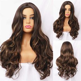 Synthetic Wigs Wig Women's Fashion Chemical Fiber Big Wave Long Curly Hair Wig Chemical Fiber High Temperature Silk Wig Head Cover