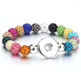 Charm Bracelets Snap Jewellery Colourful Clay Crystal Button Bracelet Handmade 10mm Beads Fit 18mm 20mm Snaps For Women