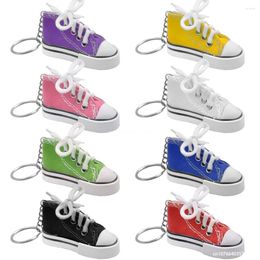 Keychains 12 Colors Mini Canvas Tennis Shoes Keyring Cool Sneaker Bag Charms Key Chains Hanging Small Gifts For Women Friends
