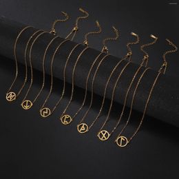 Chains 24 Odin Norse Rune Charm Necklaces For Women Men Stainless Steel Viking Amulet Gold Colour Necklace Jewellery Gift