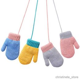 Children's Mittens Mittens For Children Wool Knitted Gloves Plus Thickening Warm Cute For Years Baby New Small Hanging Neck Gloves Soft R231128