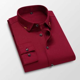 Men's Dress Shirts Spring Thin Men's Stretch Shirt Autumn Business Fashion Professional Wear Long-sleeved Non-ironing Shirts Male Slim Fit Clothing P230427