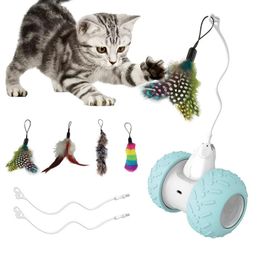 Toys 2022 Smart Interactive Cat Toy Lrregular Rotating Mode Toy Cats Funny Pet Game Electronic LED Light Feather Toys Kitty Balls