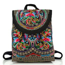 External Frame Packs Boho Embroidered Backpack Purse Embroidery Messenger Bag for Women Travel Shoulder Daypack Vintage Handmade Canvas 230427