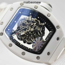 Designer Luxury Ric miiies watch Watches for Mens Mechanical Watch Rm055 White Ceramic Hard Man Wrist Natural Blue Mirror Titanium Metal BucklesRI