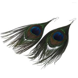 Dangle Earrings LFPU Vintage Peacock Ostrich Feather Long Drop For Women Jewellery