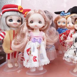 Dolls Beauty Girl BJD Doll 16cm 13 Moveable Joint Long Hair 3D Eyes bjd Toy Little Dress Up Make Toys s Gift 230427