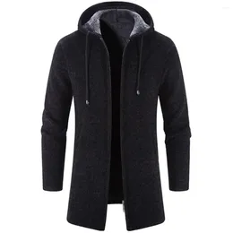 Men's Trench Coats 2023 Autumn Winter Cashmere Men Cardigan Chenille Outer Sweater Coat Male Windbreaker