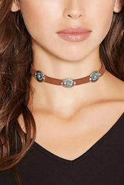 Choker Black Brown Velvet Choke Necklaces Flower Disc Fashion Retro Bohemian Style Collars Jewellery For Women Gifts