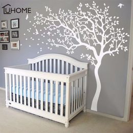 Large White Tree Birds Vintage Wall Decals Removable Nursery Mural Wall Stickers for Kids Living Room Decoration Home Decor 210615245Q