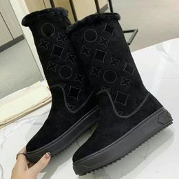 New ladies Ski Boots designer boots snow boots over the knee boot winter boots knee boots flat boot wool lining warm booties Fashion Boots Large size 35 43