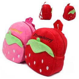 Plush Backpacks Cute Strawberry Backpack Cartoon Animal Mini School Bags Candy Bag for Kids Baby Girl Boy Gift 13 Years 231127