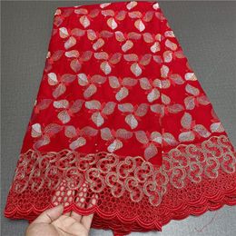 Fabric 5 yard Swiss lace fabric latest heavy beaded embroidery African 100% cotton fabrics Swiss voile lace popular Dubai style 9L04203