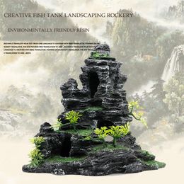 Decorations Fish Tank Landscaping Simulation Rockery Resin Aquarium Decoration To Avoid Tree Cave Micro Landscape Ornaments