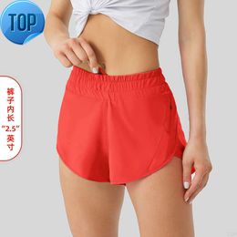 Lu Summer Track That 2.5-inch Hotty Hot Shorts Loose Breathable Quick Drying Sports Women's Yoga Pants Skirt Versatile Casual Side Pocket Gym Und66