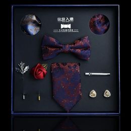 Bow Ties Tie men's bow tie Business Career 8 piece gift box set boyfriend elder birthday gift style bow tie 231128