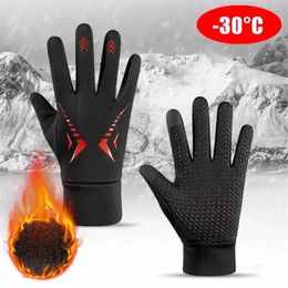 Cycling Gloves Thermal For Men Winter Bike Warm Fleece Cold Resistance Wind Waterproof Outdoor Running Skiing Mittens
