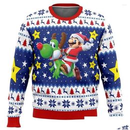 Men'S Hoodies & Sweatshirts Mens Hoodies Kart Ugly Christmas Sweater Gift Santa Claus Plover Men 3D Sweatshirt And Top Autumn Winter C Otk9B