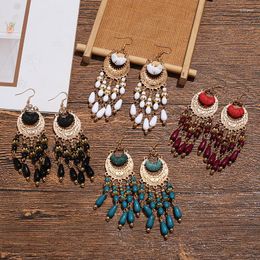 Hoop Earrings 2023 Bohemian Style Exaggerated Rice Beads Long Tassel Women's Fashion All-match Jewellery Gift Trend