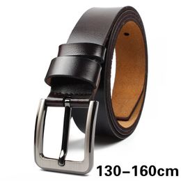 Belts 130cm -160cm Big Size Men Belt Cow Genuine Leather Belts For Men Vintage Plus Size Waistband Pin Buckle Belt Jeans Cowboy Strap 231128