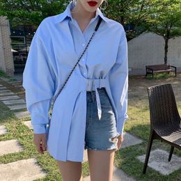 Women's Blouses Shirts Shirts Women Loose Temperament Korean Style Clothing Teenagers Lady Tops and Blouses Solid Casual Elegant Design Asymmetric Chic 230428