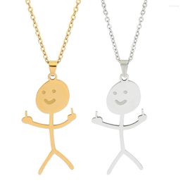 Pendant Necklaces Funny Doodle Necklace Stainless Steel Chain Hip Hop Goth Choker For Men Jewellery Accessories