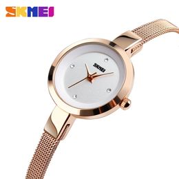 Women's Watches SKMEI Classic Women's Quartz Watches Luxury Ultra-Thin Stainless Steel Waterproof Clock Ladies Creative Dial Bracelet Wristwatch 231128