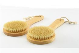 Dry Skin Body Brush with Short Wooden Handle Boar Bristles Shower Scrubber Exfoliating Massager FY53122648710