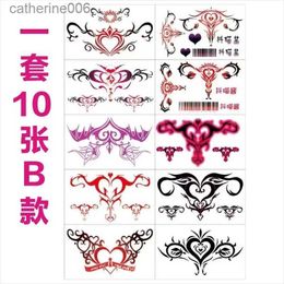 Tattoos Colored Drawing Stickers Sexy Imprint Tattoo for Women Red Black Succubus Temporary Tattoo Sticker Lace Totems Waterproof Abdomen Lasting Art Fake TattooL