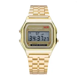 Wristwatches Luxury Top Band Watch Women F91-W Square LED Electronic Alarm Clock Luminous Calendar Stainless Steel Men Digital Watches