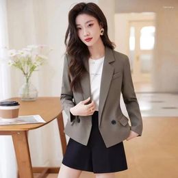 Women's Suits Black Women Blazer 2023 Formal Slim Blazers Lady Office Work Suit Pockets Jackets Coat Female Korea Casual Short FemmeE10