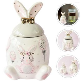 Storage Bottles Treat Jar Cookie Candy Lid Ceramic Jars Vacuum Containers Figurine Coffee