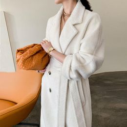 Fur Alpaca 2022 Reversible Cashmere Coat Women's Long Light Luxury Thickened Su Li Alpaca Fleece/Fiber Woollen Overknee Coat
