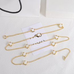 Designer Womens Vintage Pearl Necklace Sweater Long Chain Jewelry Diamond Necklaces Waist Chains Female Stainless Steel Jewelrys Letter Chain