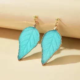 Dangle Earrings HuaTang Boho Green Stone Leaves Drop For Women Gold Color Geometric Ear Hanging Ladies Fashion Party Jewelry Brincos