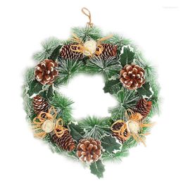 Decorative Flowers Christmas Wreath Outdoor Decoration Winter Holiday Wreaths With Pine Leaves Cones And White Roses For