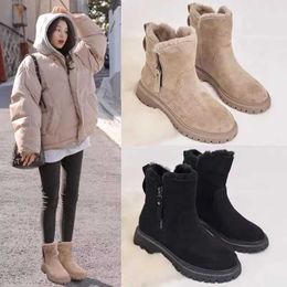 New Snow Boots Women's Winter Warm Fashion Designer Platform Boots Anti Slip Short Plush Flat Shoes Suede Shoes Lightweight