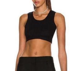 Canottiera sportiva con ricamo anagramma regolare ritagliata da donna maglia lavorata a maglia senza maniche abbigliamento sportivo fitness mini abiti maglia elastica