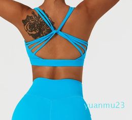 Yoga Outfit Bra Sports Outdoor Wear Shockproof Gathered Back Fitness Top Custom Logo