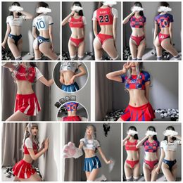 Sexy Set Lingerie Seksi Set Kostum Cheerleader Anime Jepang Kostum Cheerleader Cosplay Seragam Pemandu Sorak Siswa Seksi Bayi Sepak Bola 230427